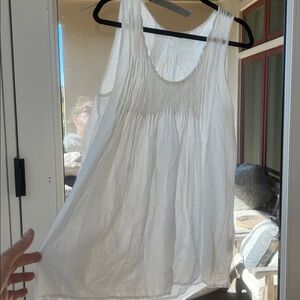 CP SHADES PLEATED PIA Sleeveless Top COTTON/silk, white/ivory, size LARGE